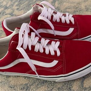 Vans Red and White Old Skool Sneakers